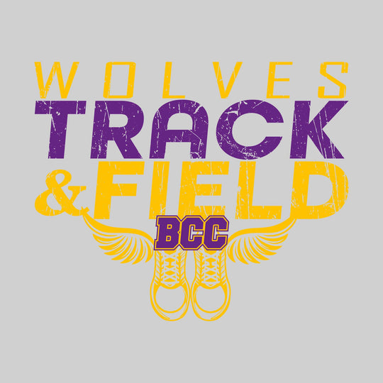 Central Wolves - Track & Field - Slanted Text with Winged Shoes
