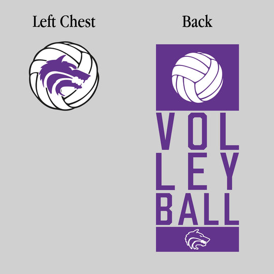 Central Wolves - Volleyball - Stacked Text with Volleyball and Mascot