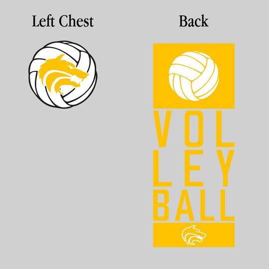 Central Wolves - Volleyball - Stacked Text with Volleyball and Mascot