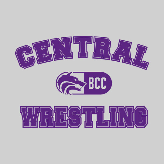 Central Wolves - Wrestling - Arched School Name with Mascot and BCC