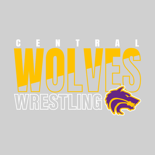 Central Wolves - Wrestling - Diagonal Split Mascot Name with Mascot