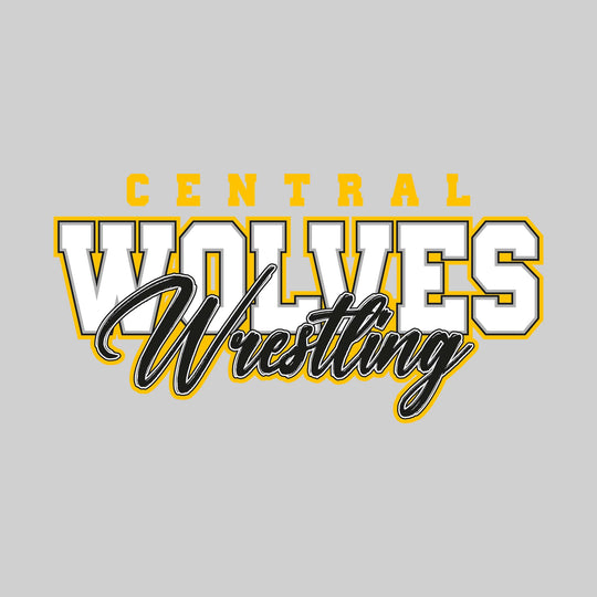 Central Wolves - Wrestling - Outlined Mascot Name with Cursive Wrestling