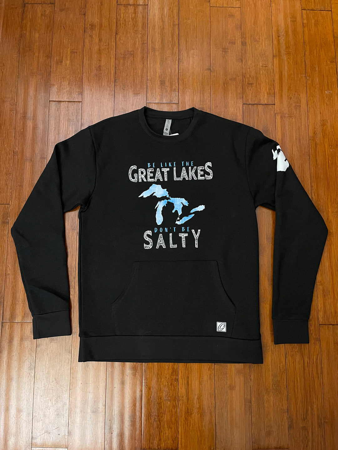 Adult M Santa Cruz Pocket Crewneck Sweatshirt - Be Like The Great Lakes Don't Be Salty