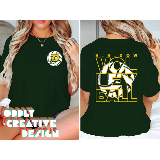 Midland Dow Chargers - Volleyball - Stacked Letters with Sketched Volleyball Inset