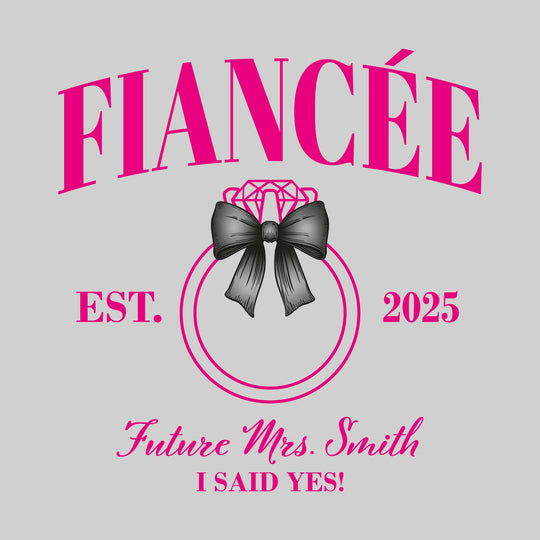 Fiancee - Future Mrs - Arched Text with Diamond Ring and Established Date