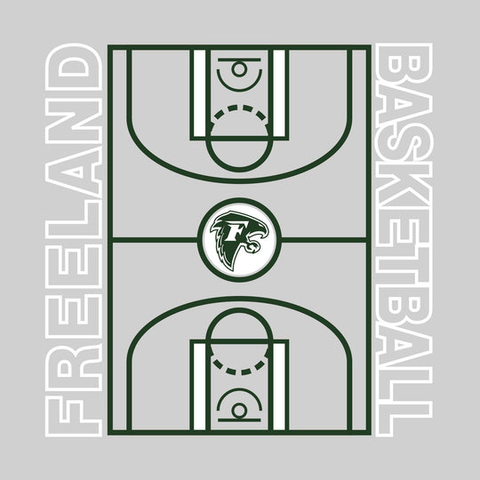 Freeland Falcons - Basketball - Full Court with Sideline Text