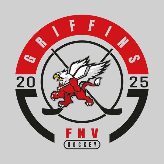 FNV Griffins - Hockey - Circle Design with Crossed Sticks and Center Logo