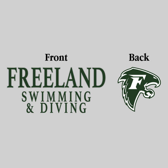 Freeland Falcons - Swimming & Diving - Freeland Swimming & Diving - Outlined Text Mascot on Back