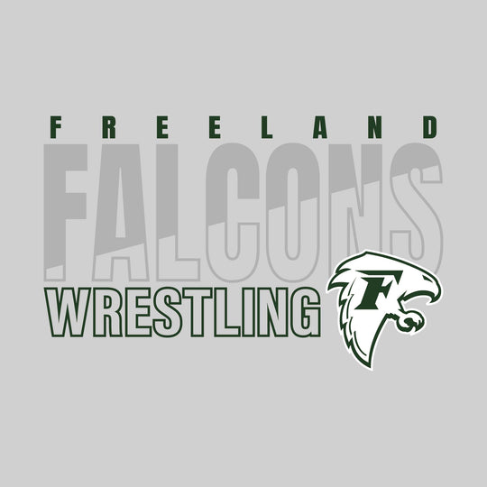 Freeland Falcons - Wrestling - Diagonal Split Mascot Name with Mascot