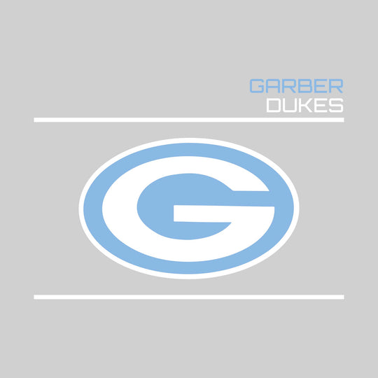 Garber Dukes - Spirit Wear - Bracketed Mascot with Upper Right School Name