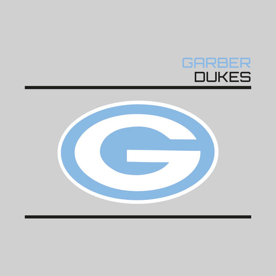 Garber Dukes - Spirit Wear - Bracketed Mascot with Upper Right School Name