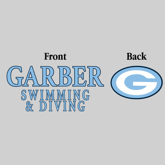 Garber Dukes - Swimming & Diving - Garber Swimming & Diving - Outlined Text Mascot on Back