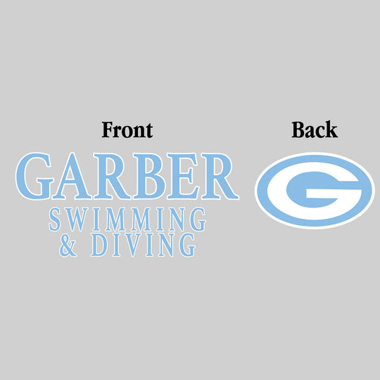 Garber Dukes - Swimming & Diving - Garber Swimming & Diving - Outlined Text Mascot on Back