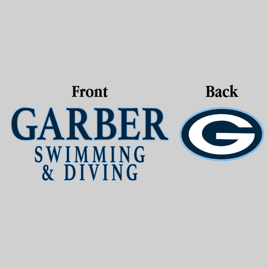 Garber Dukes - Swimming & Diving - Garber Swimming & Diving - Outlined Text Mascot on Back
