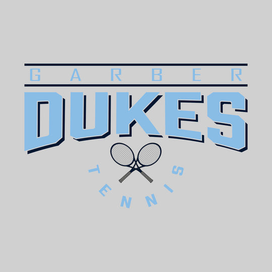 Garber Dukes - Tennis - Bracketed School Name Over Crossed Tennis Rackets