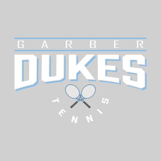 Garber Dukes - Tennis - Bracketed School Name Over Crossed Tennis Rackets