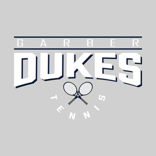 Garber Dukes - Tennis - Bracketed School Name Over Crossed Tennis Rackets