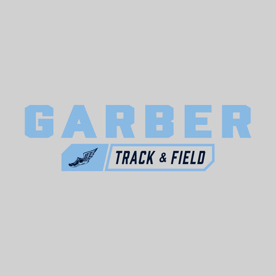 Garber Dukes - Track & Field - School Name with Track & Field and Winged Shoe