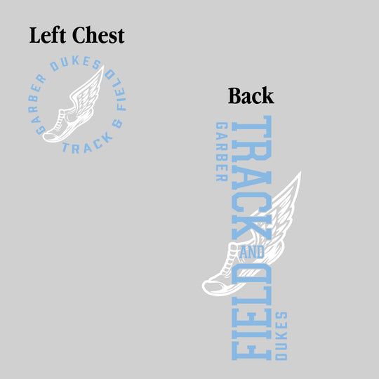 Garber Dukes - Track & Field - Vertical Track & Field with School Name and Winged Shoe