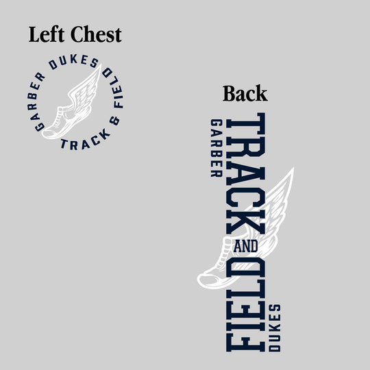 Garber Dukes - Track & Field - Vertical Track & Field with School Name and Winged Shoe