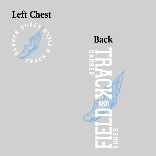 Garber Dukes - Track & Field - Vertical Track & Field with School Name and Winged Shoe