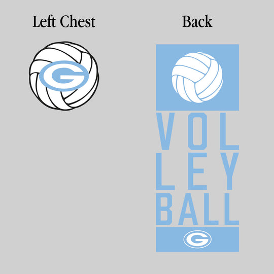 Garber Dukes - Volleyball - Stacked Text with Volleyball and Mascot