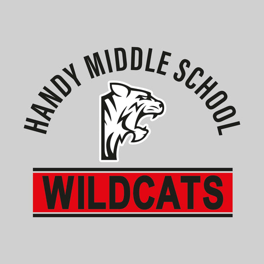 Handy Wildcats - Spirit Wear - Arched Handy Middle School with Mascot and Boxed Wildcats
