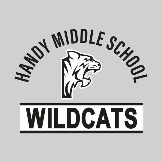 Handy Wildcats - Spirit Wear - Arched Handy Middle School with Mascot and Boxed Wildcats