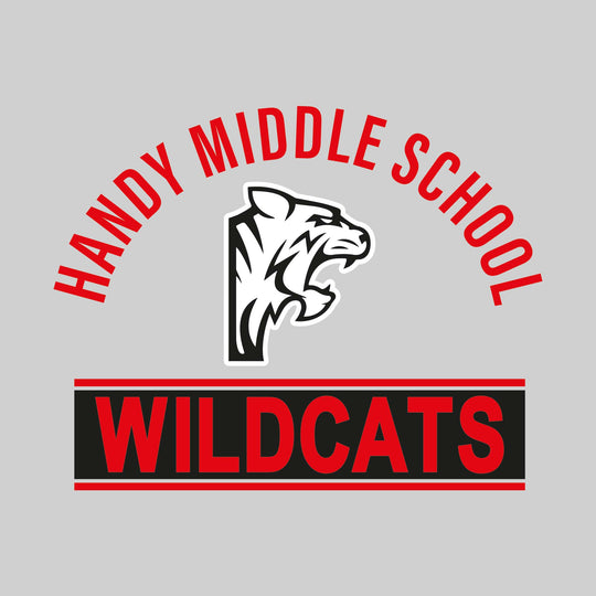 Handy Wildcats - Spirit Wear - Arched Handy Middle School with Mascot and Boxed Wildcats