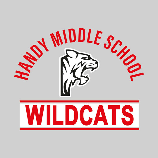 Handy Wildcats - Spirit Wear - Arched Handy Middle School with Mascot and Boxed Wildcats