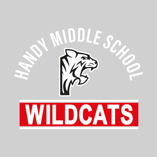 Handy Wildcats - Spirit Wear - Arched Handy Middle School with Mascot and Boxed Wildcats