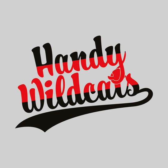 Handy Wildcats - Spirit Wear - Script Text - Split-Color