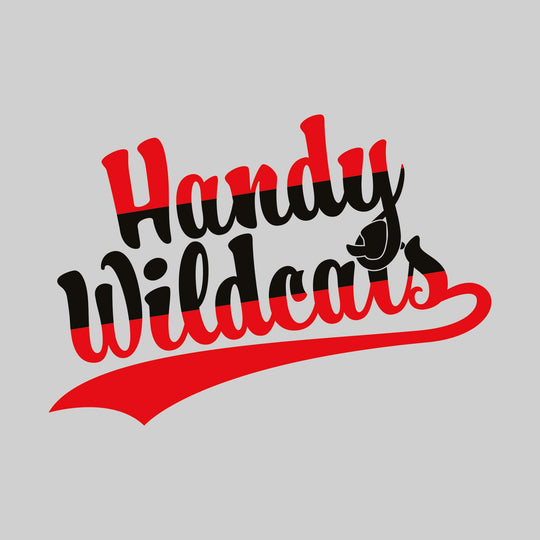 Handy Wildcats - Spirit Wear - Script Text - Split-Color
