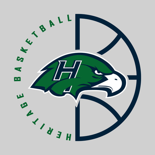 Heritage Hawks - Basketball - Center Mascot with Circle Text & Basketball Grooves
