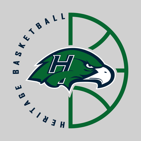 Heritage Hawks - Basketball - Center Mascot with Circle Text & Basketball Grooves