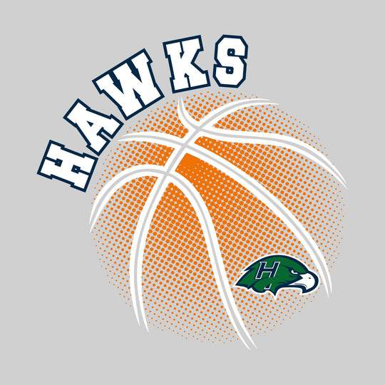 Heritage Hawks - Basketball - Halftone Basketball with Mascot