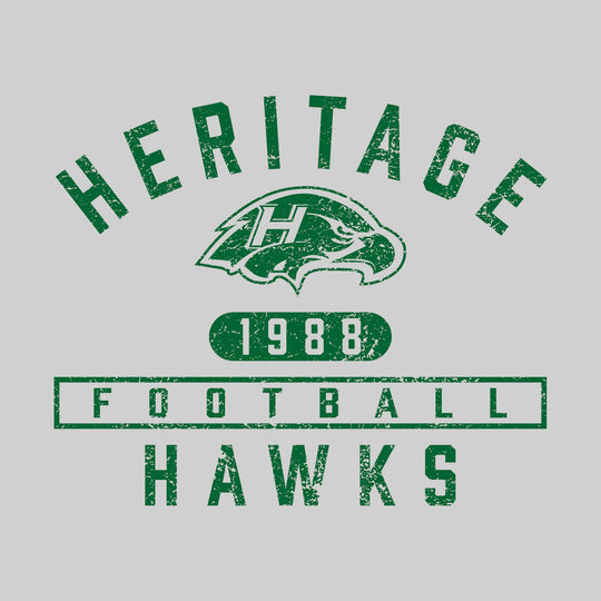 Heritage Hawks - Football - Arched School Name over Mascot and Established Year