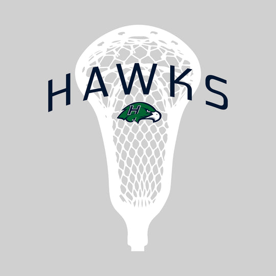 Heritage Hawks - Lacrosse - Arched Hawks Over Lacrosse Stick with Logo