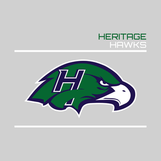 Heritage Hawks - Spirit Wear - Bracketed Mascot with Upper Right School Name