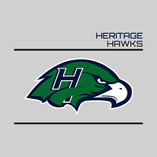 Heritage Hawks - Spirit Wear - Bracketed Mascot with Upper Right School Name