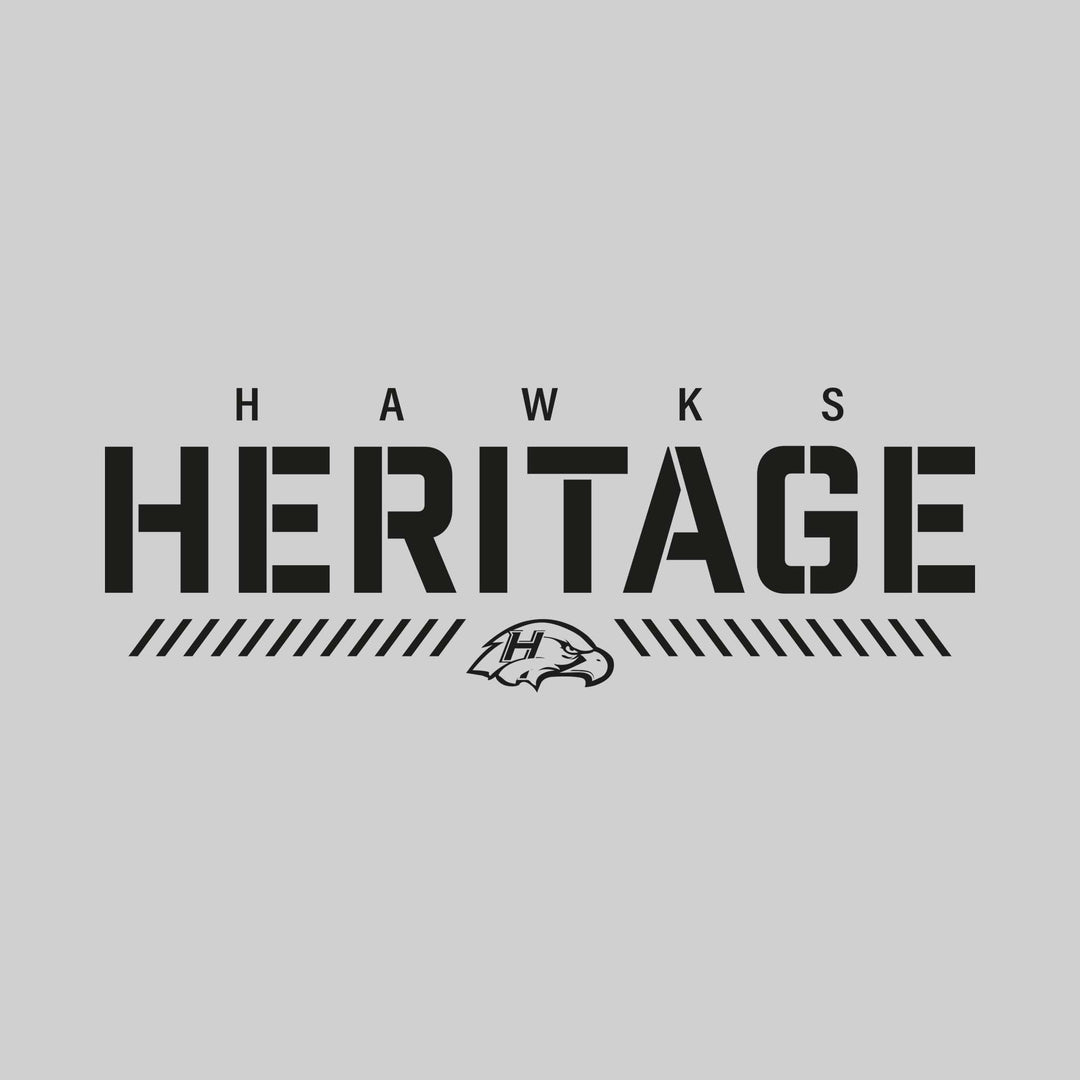 Heritage Hawks - Spirit Wear - Stenciled School Name with Mascot