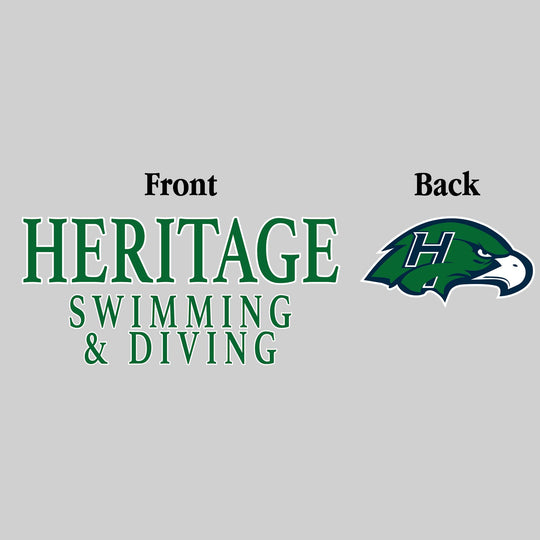 Heritage Hawks - Swimming & Diving - Heritage Swimming & Diving - Outlined Text Mascot on Back