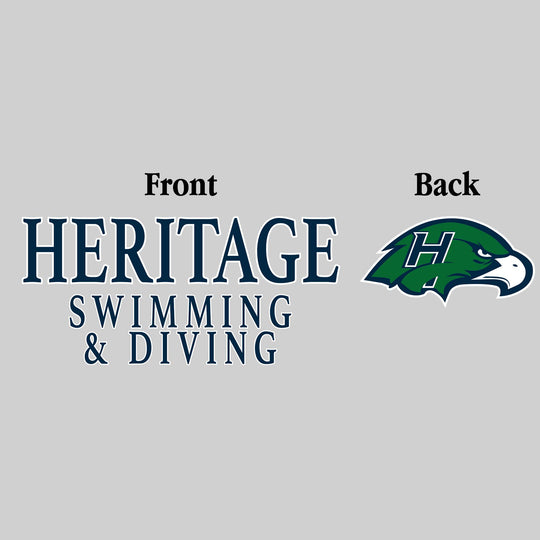 Heritage Hawks - Swimming & Diving - Heritage Swimming & Diving - Outlined Text Mascot on Back