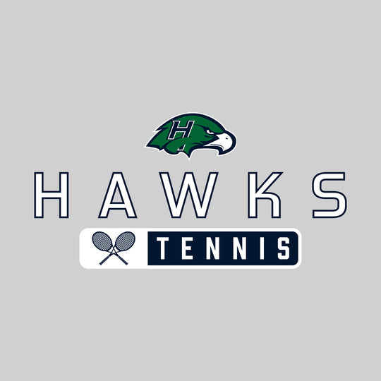 Heritage Hawks - Tennis - Mascot Over Name with Rounded Rectangle