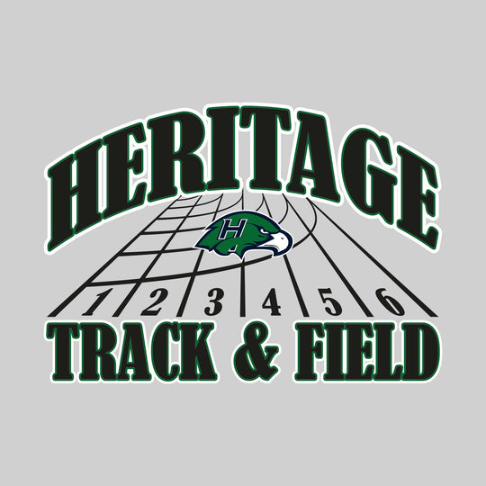 Heritage Hawks - Track & Field - Arched School Name with Mascot & Track Lanes