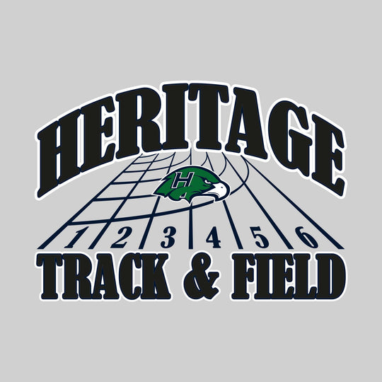 Heritage Hawks - Track & Field - Arched School Name with Mascot & Track Lanes