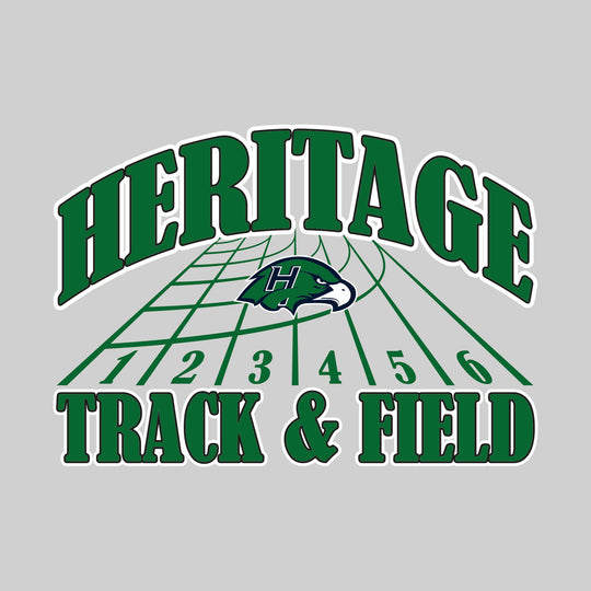 Heritage Hawks - Track & Field - Arched School Name with Mascot & Track Lanes