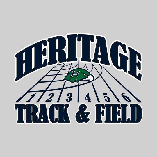 Heritage Hawks - Track & Field - Arched School Name with Mascot & Track Lanes