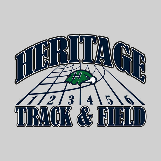 Heritage Hawks - Track & Field - Arched School Name with Mascot & Track Lanes