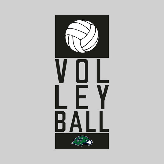 Heritage Hawks - Volleyball - Stacked Text with Volleyball and Mascot
